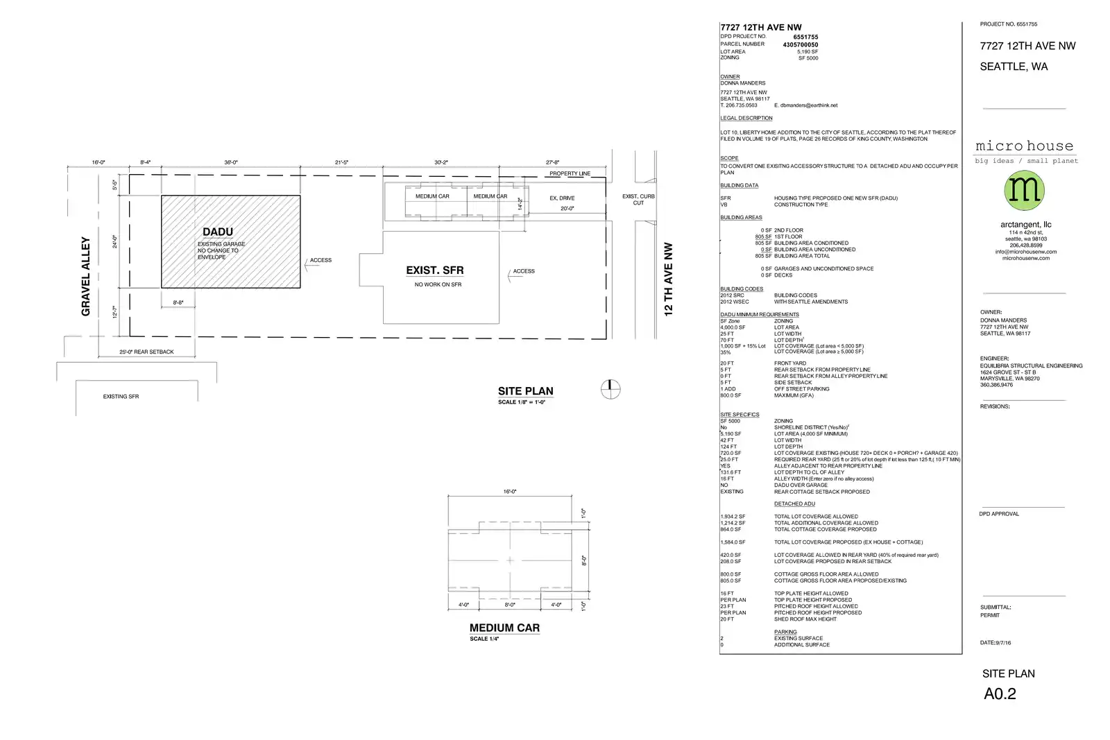 Site plan for 7727 12th Ave NW