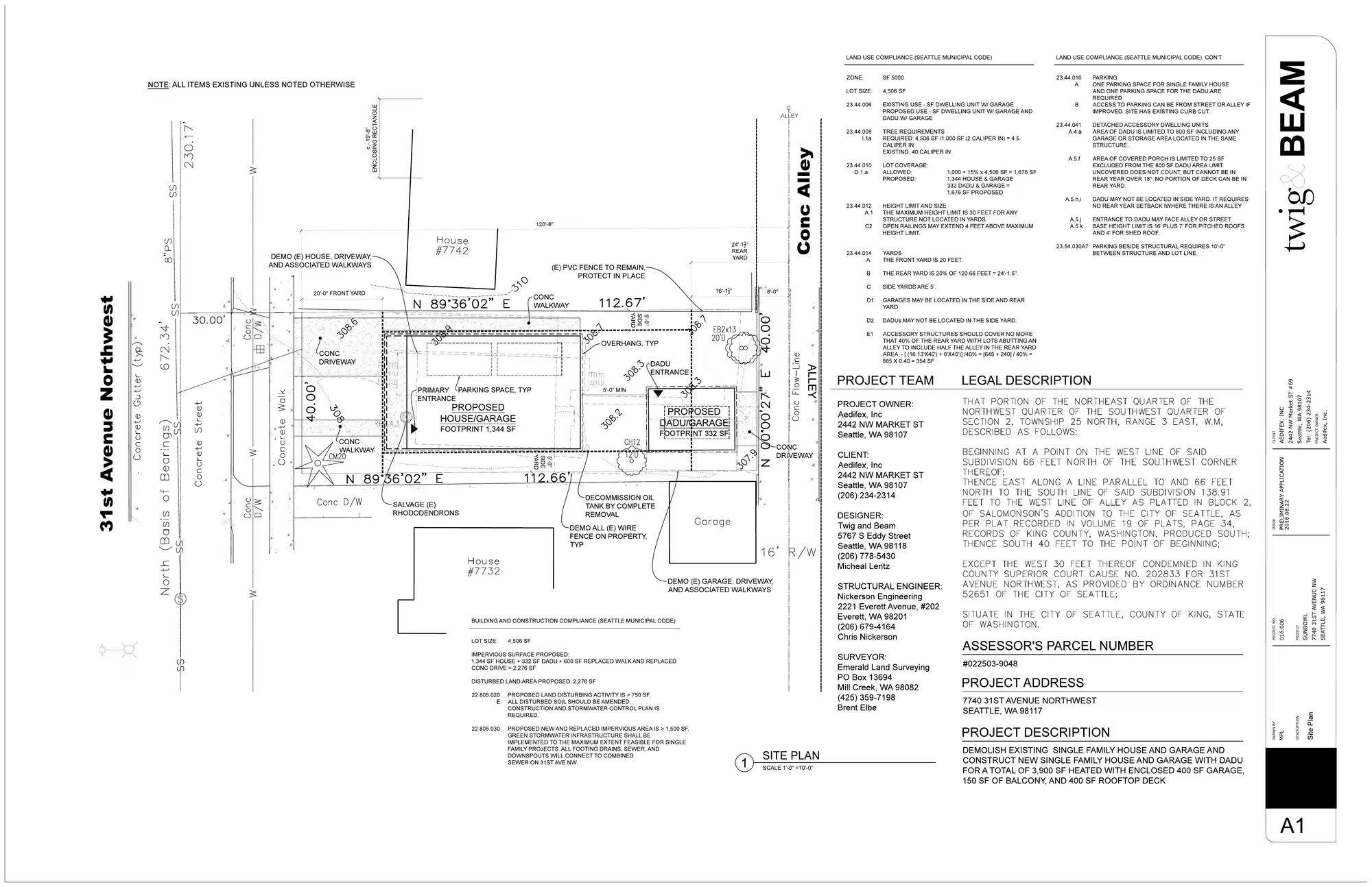 Site plan for 7740 31st Ave NW