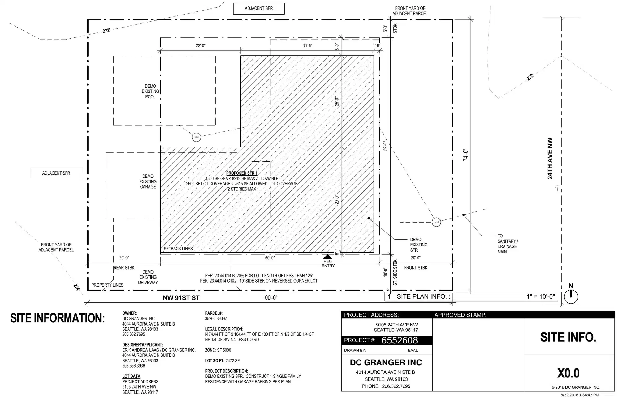 Site plan for 9105 24th Ave NW