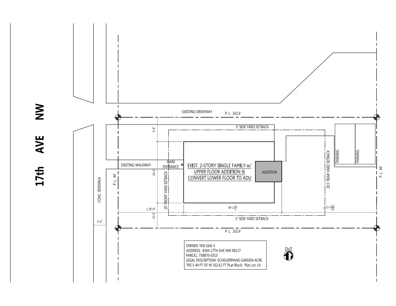 Site plan for 8344 17th Ave NW
