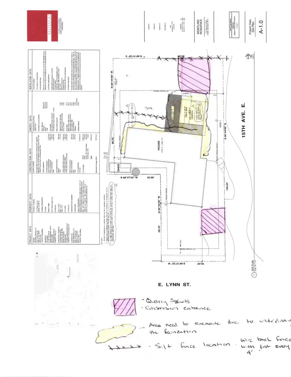 Site plan for 1418 E Lynn St