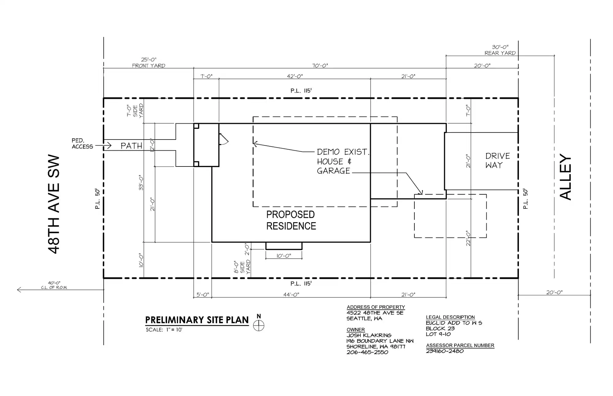Site plan for 4522 48th Ave SW