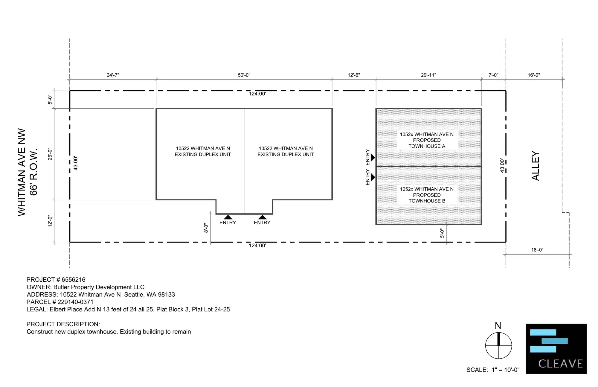 Site plan for 10522 Whitman Ave N