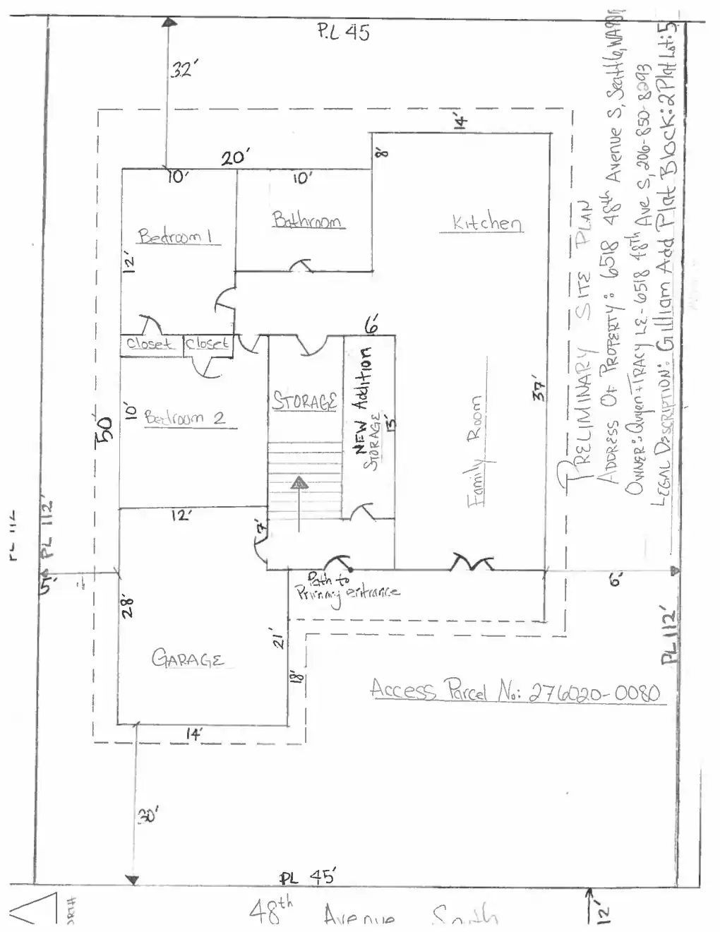 Site plan for 6518 48th Ave S