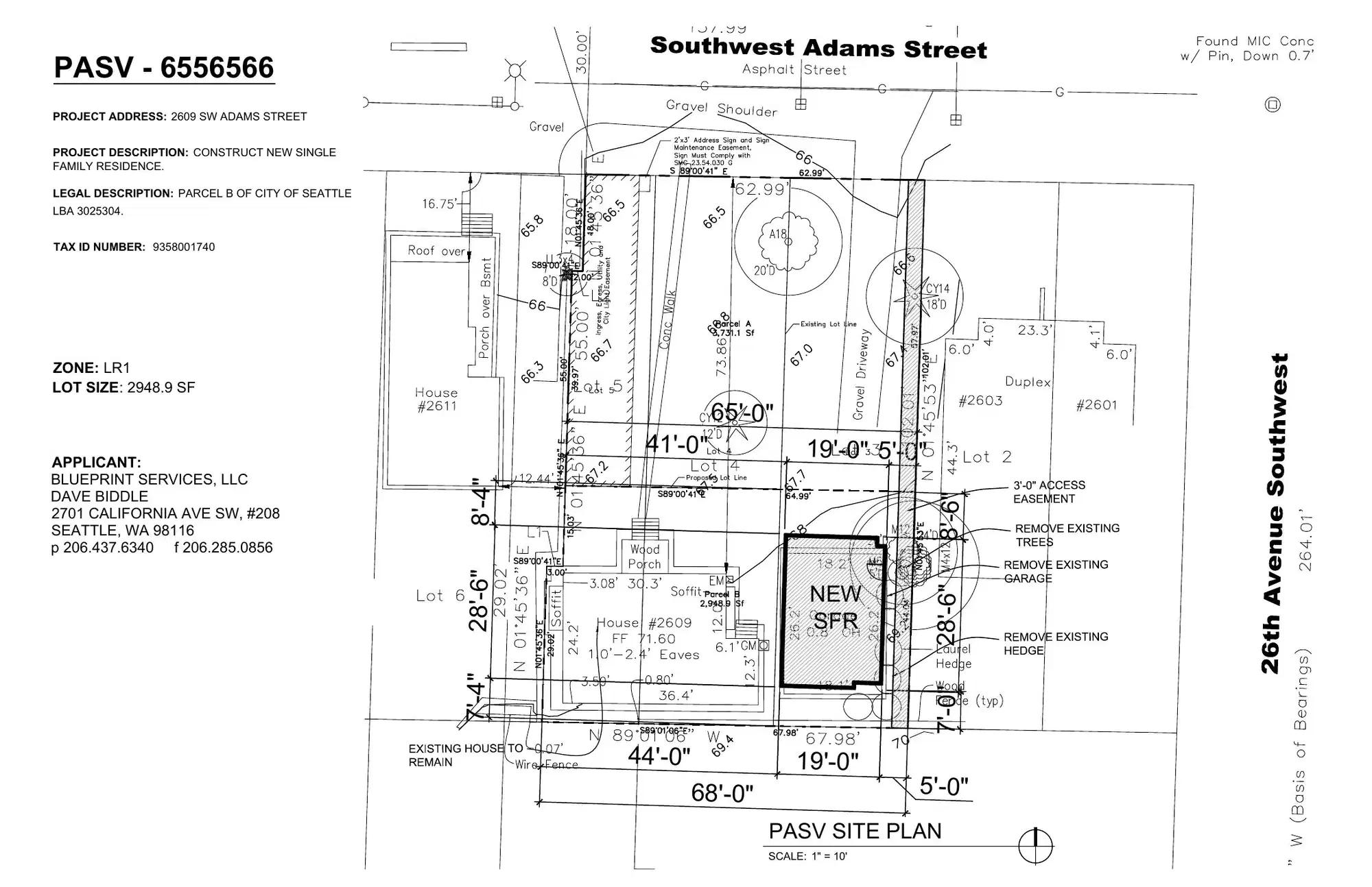 Site plan for 2609 SW Adams St