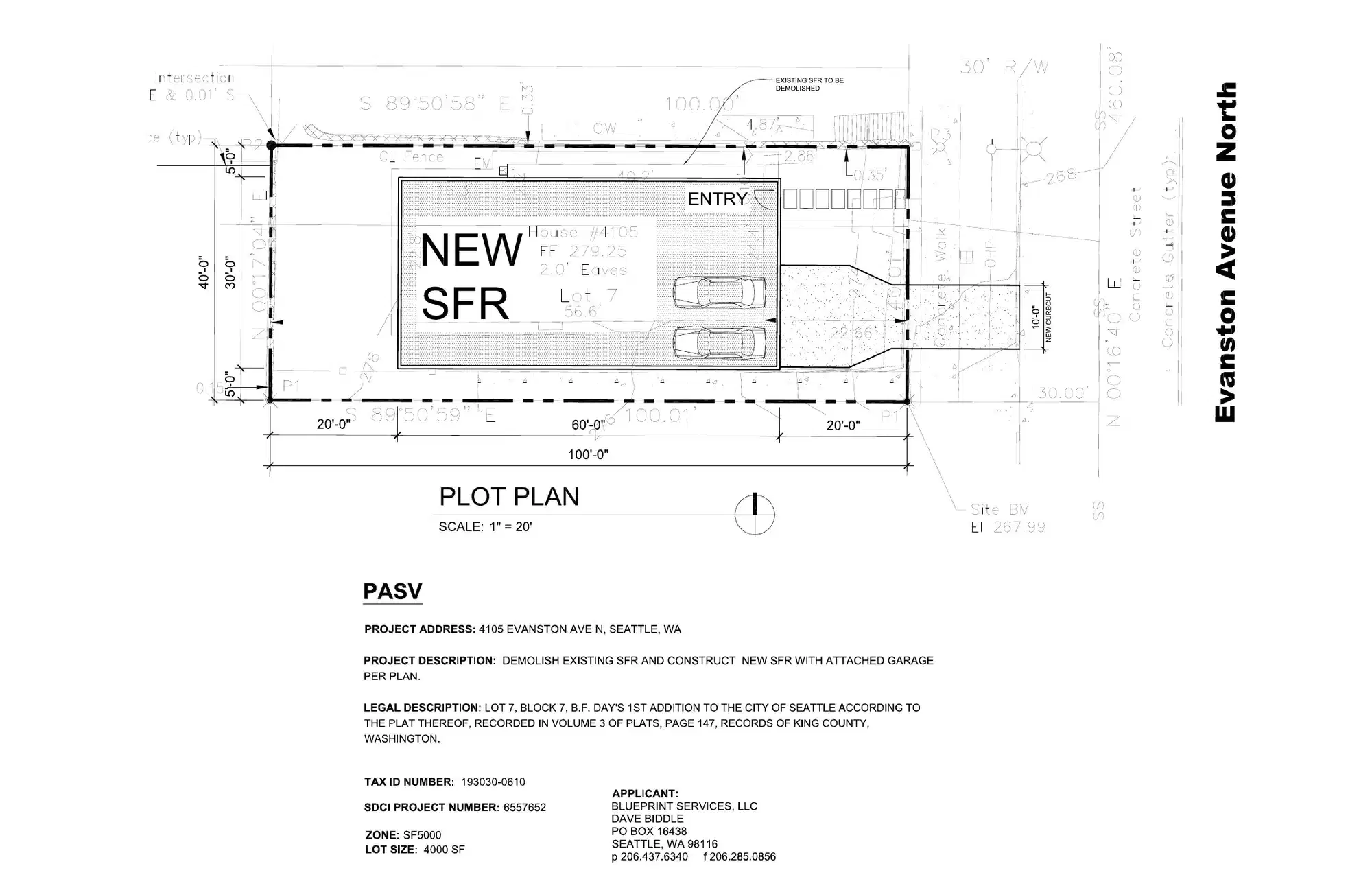 Site plan for 4105 Evanston Ave N