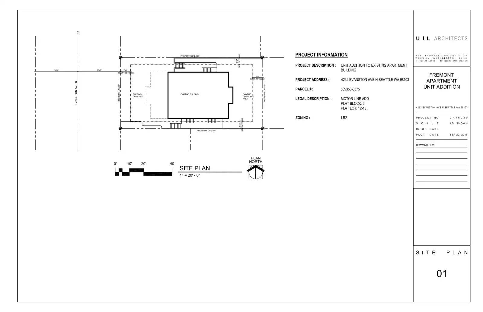 Site plan for 4232 Evanston Ave N