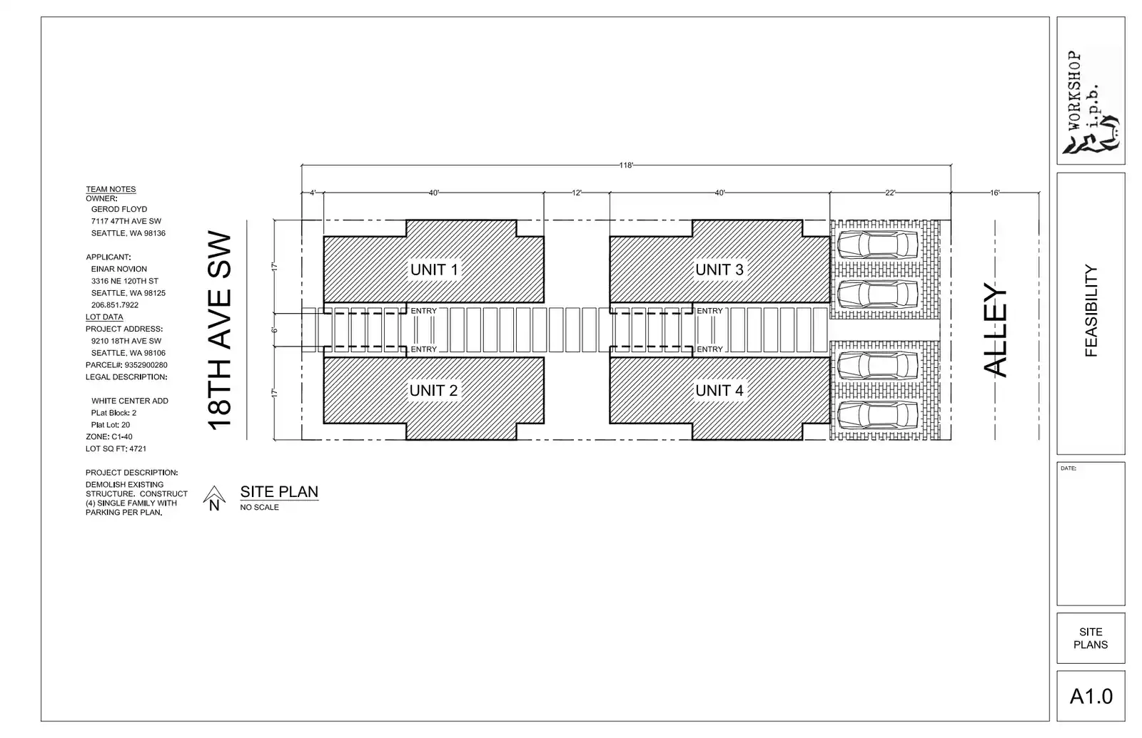 Site plan for 9212 18th Ave SW