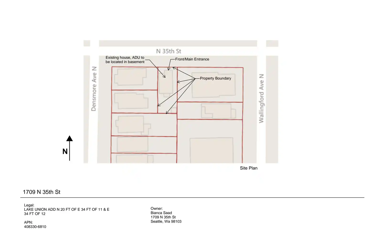 Site plan for 1709 N 35th St