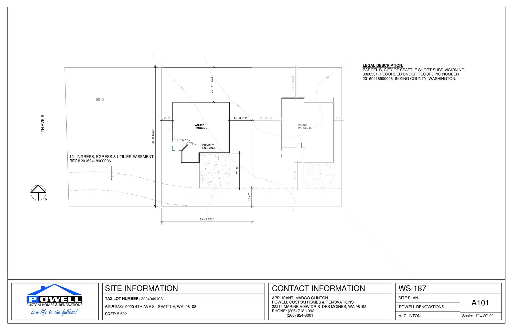Site plan for 9020 4th Ave S