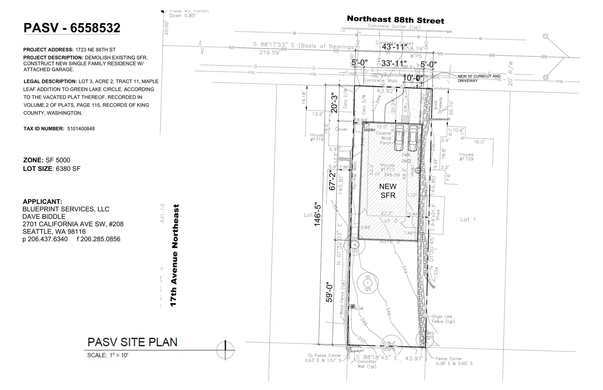 Site plan for 1723 NE 88th St