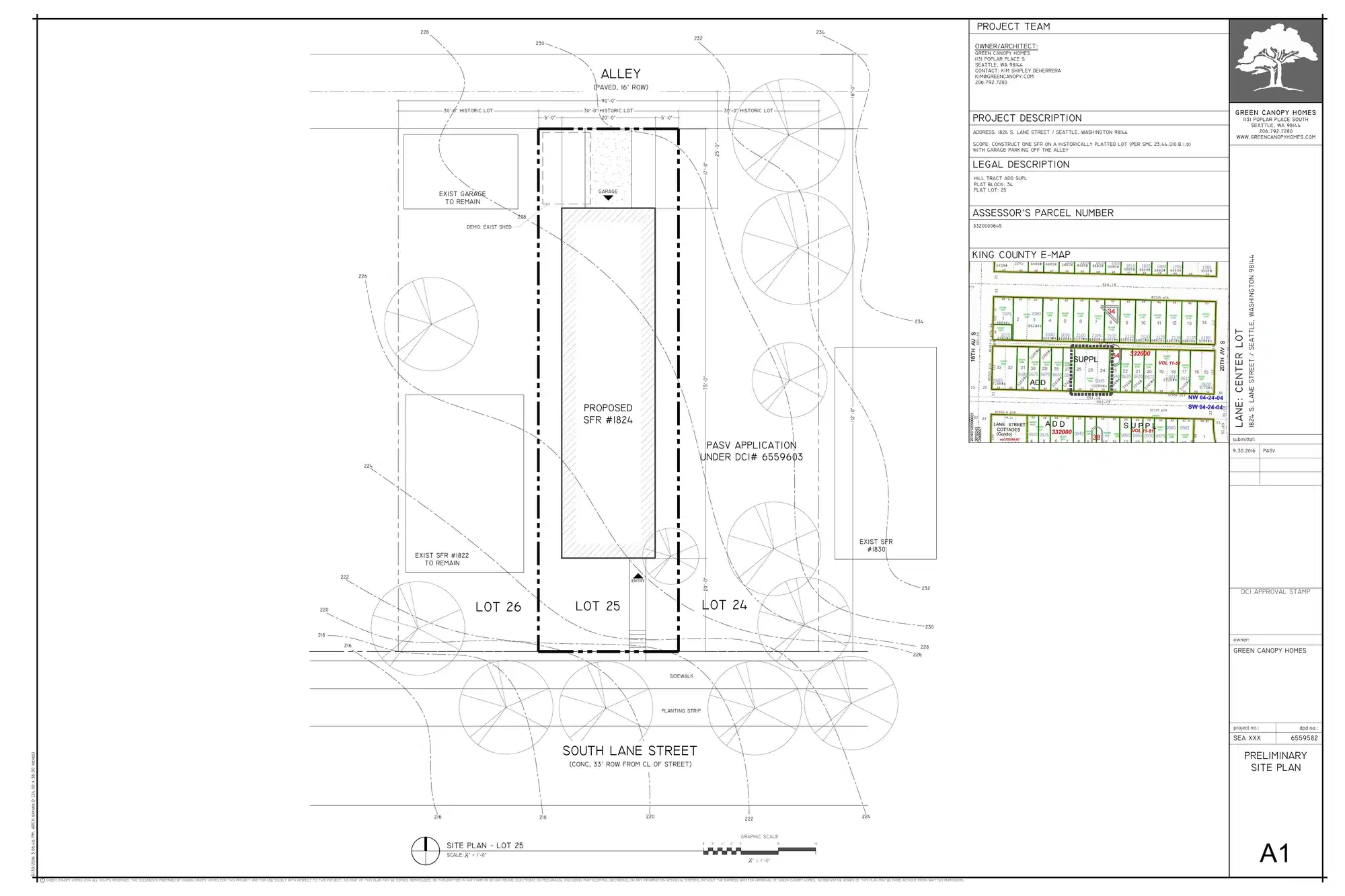 Site plan for 1824 S Lane St