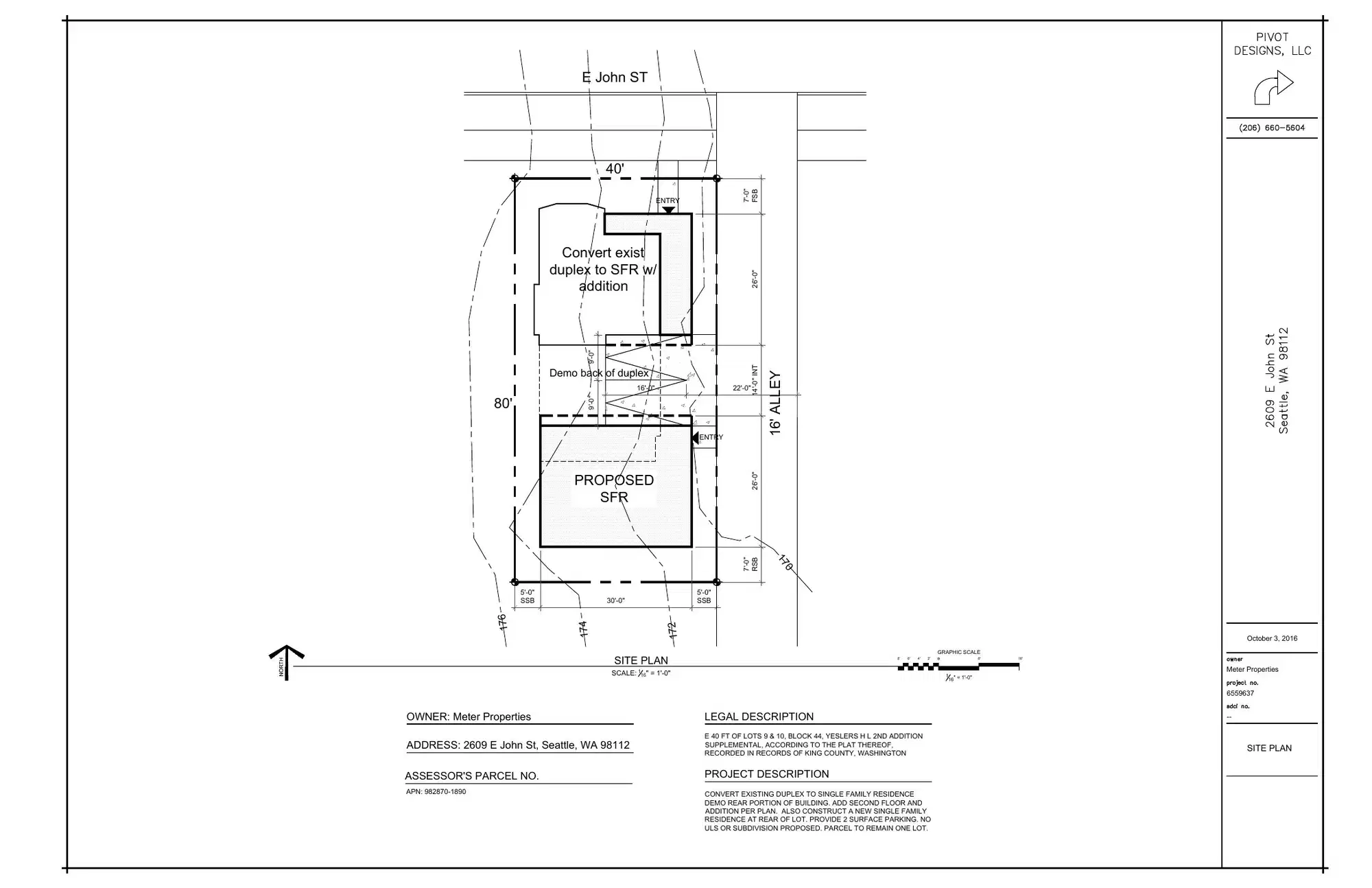 Site plan for 2609 E John St