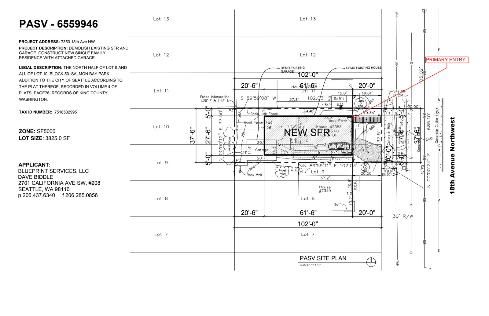 Site plan for 7353 18th Ave NW