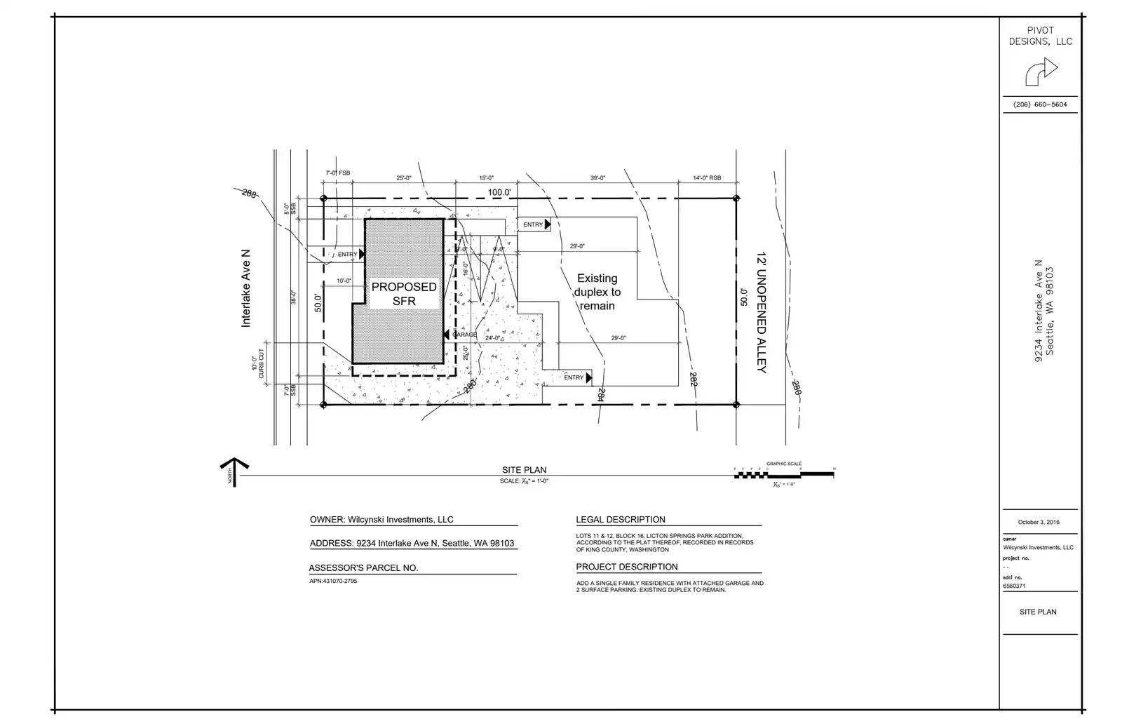 Site plan for 9230 Interlake Ave N