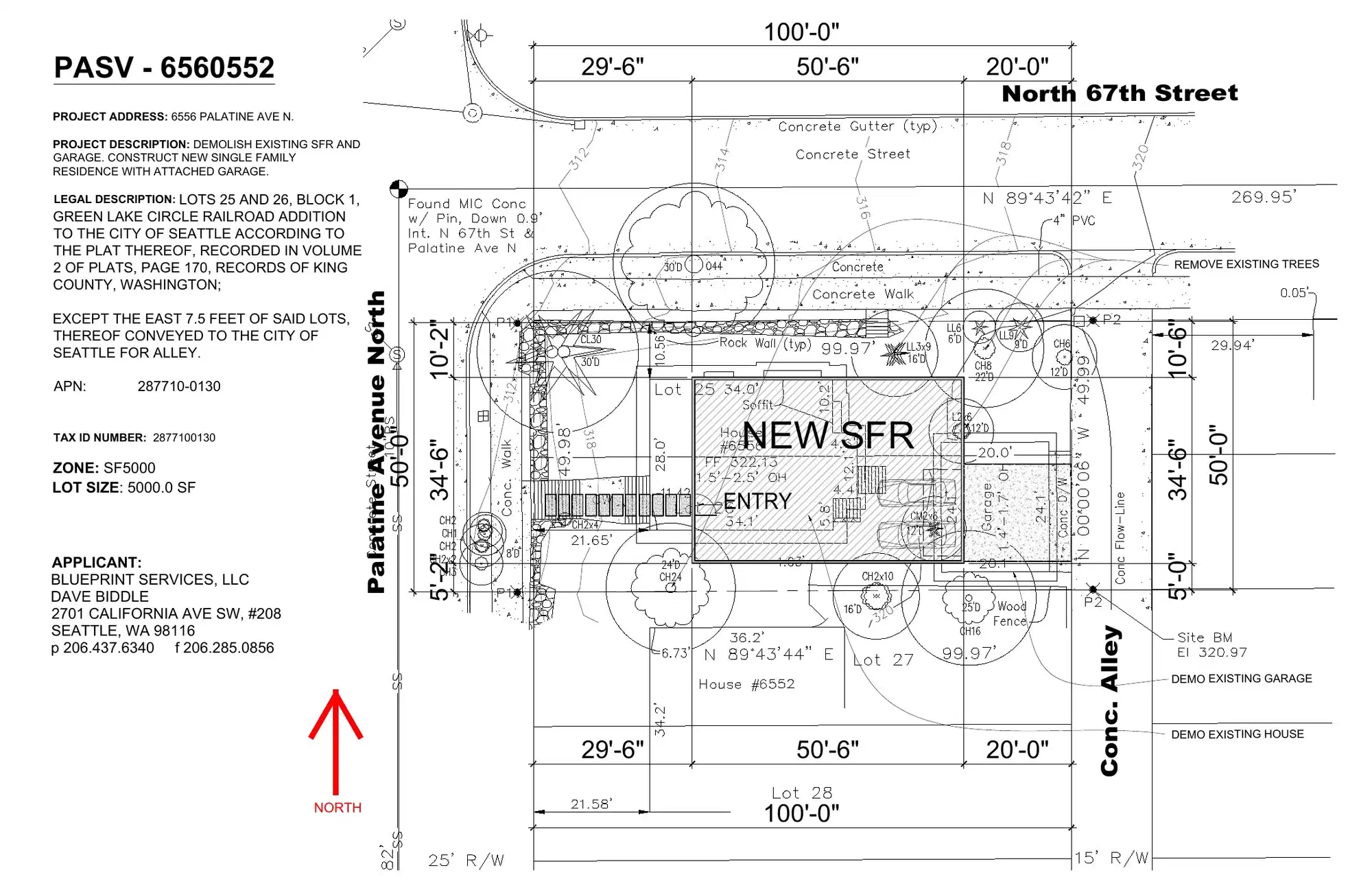 Site plan for 6556 Palatine Ave N