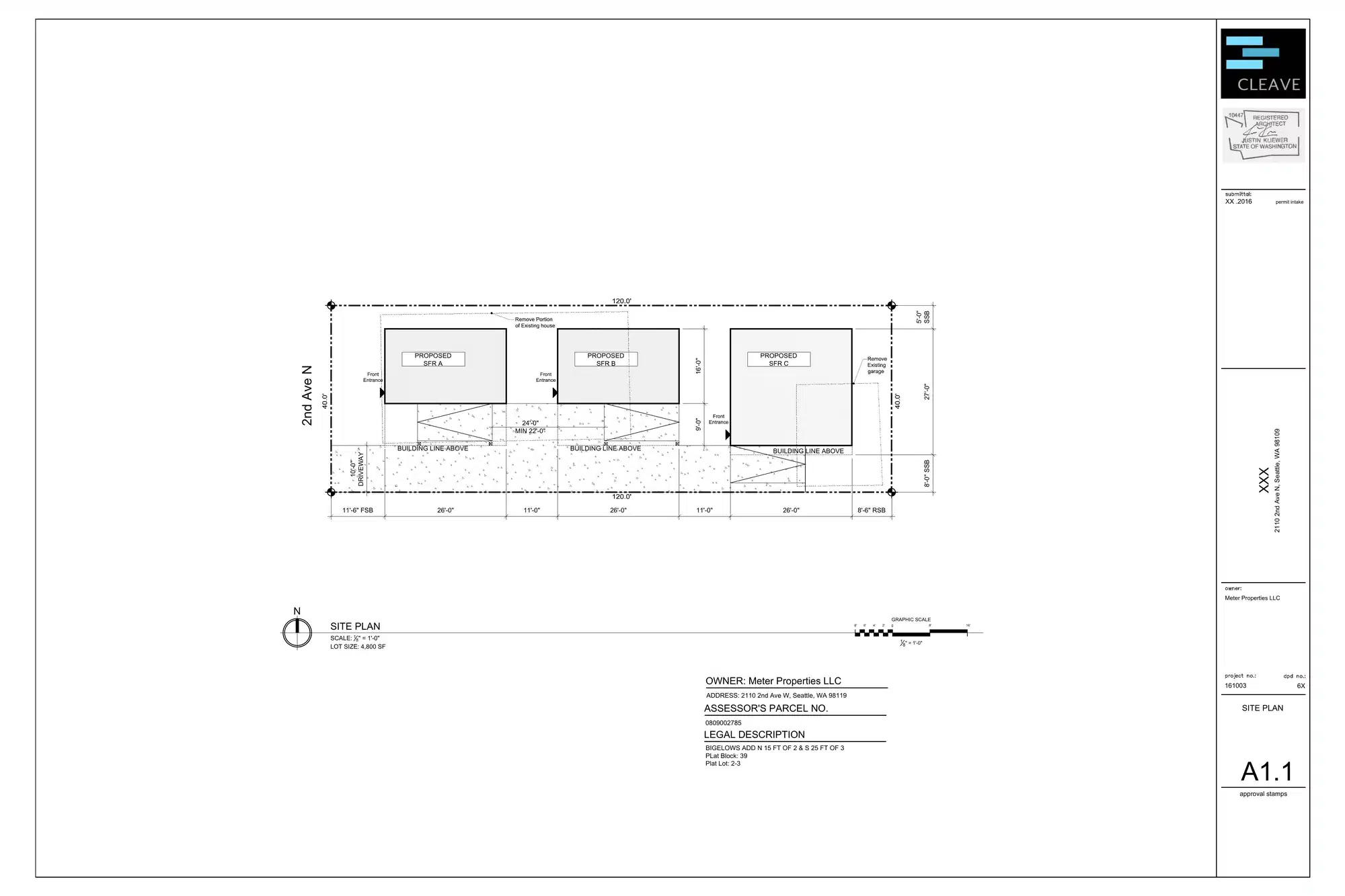 Site plan for 2110 A 2nd Ave N