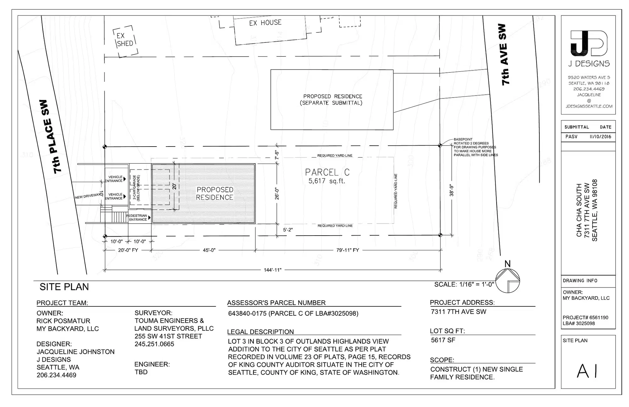 Site plan for 7310 7th Pl SW