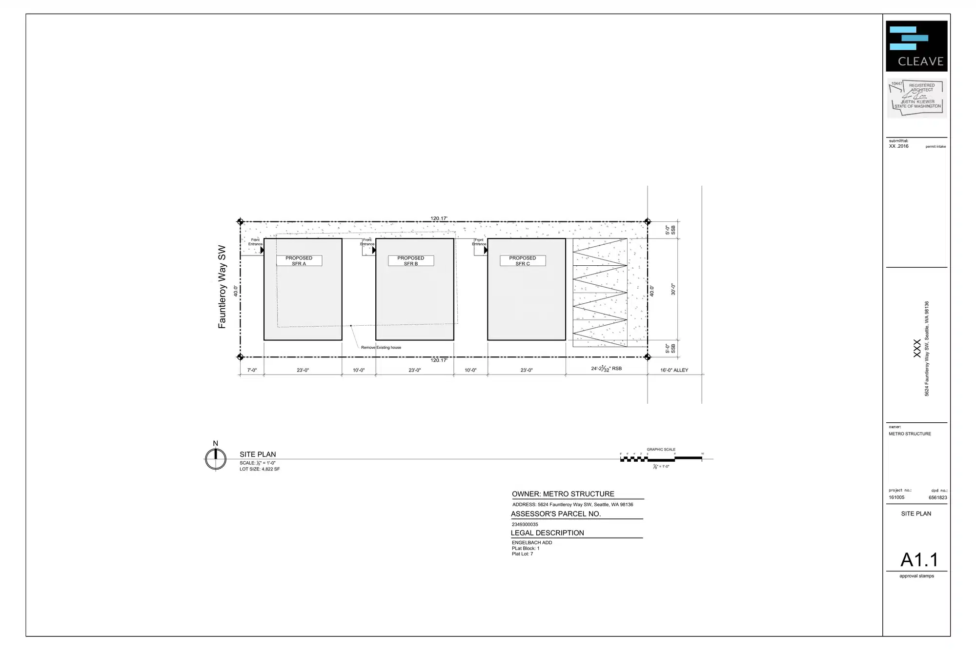 Site plan for 5624 A Fauntleroy Way SW