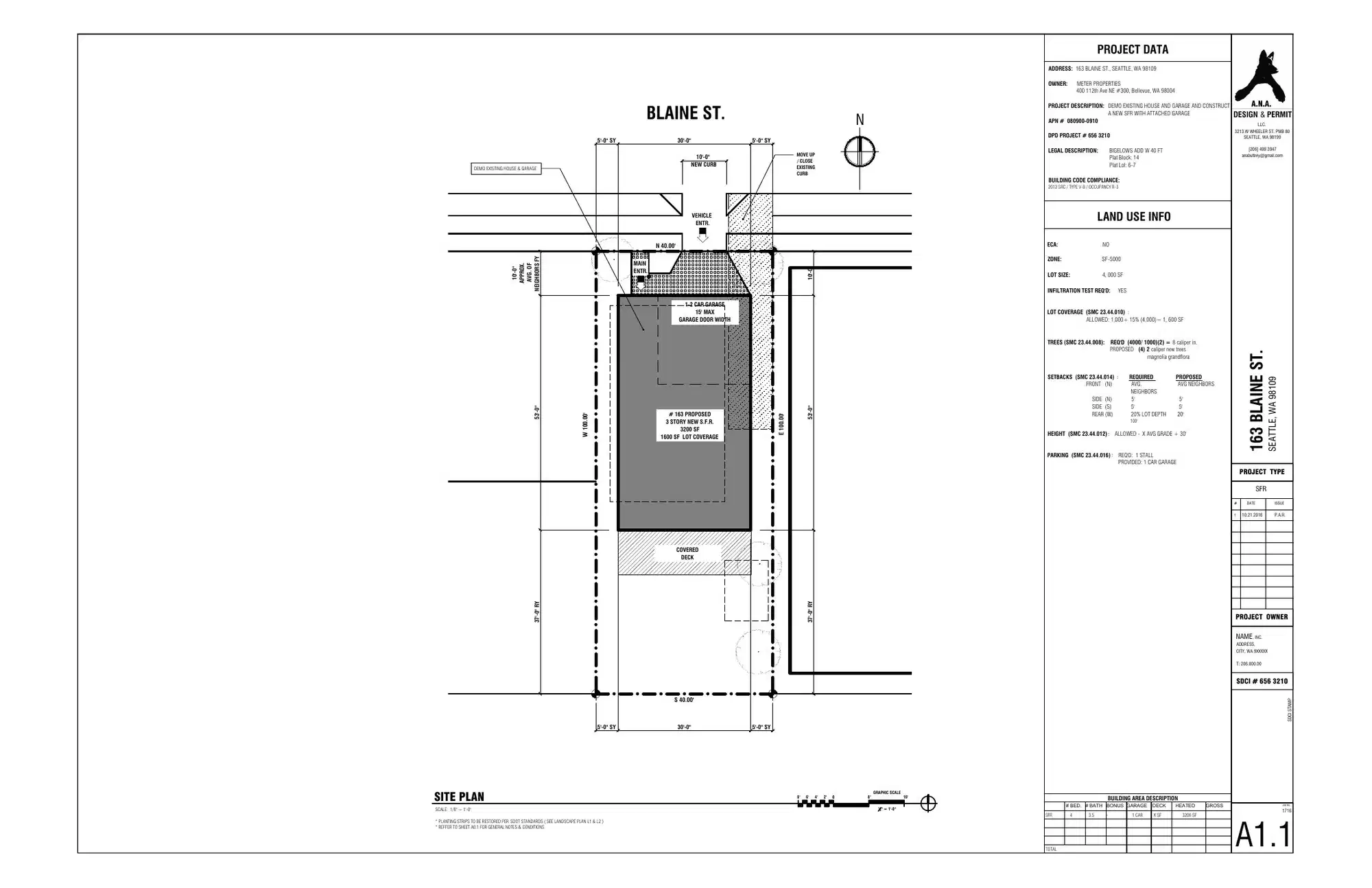 Site plan for 163 Blaine St