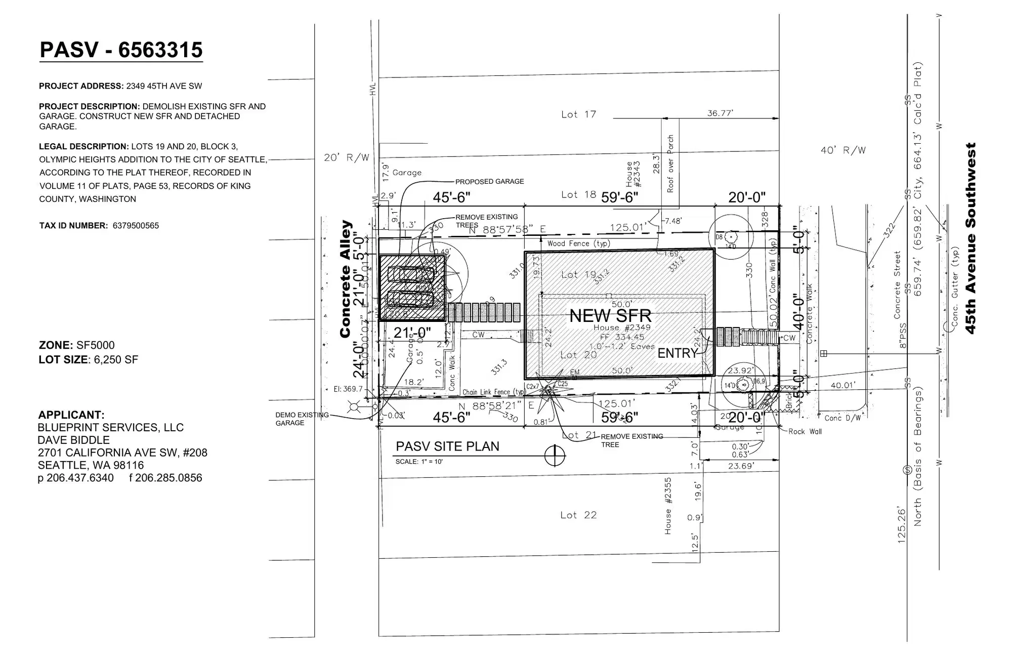 Site plan for 2349 45th Ave SW