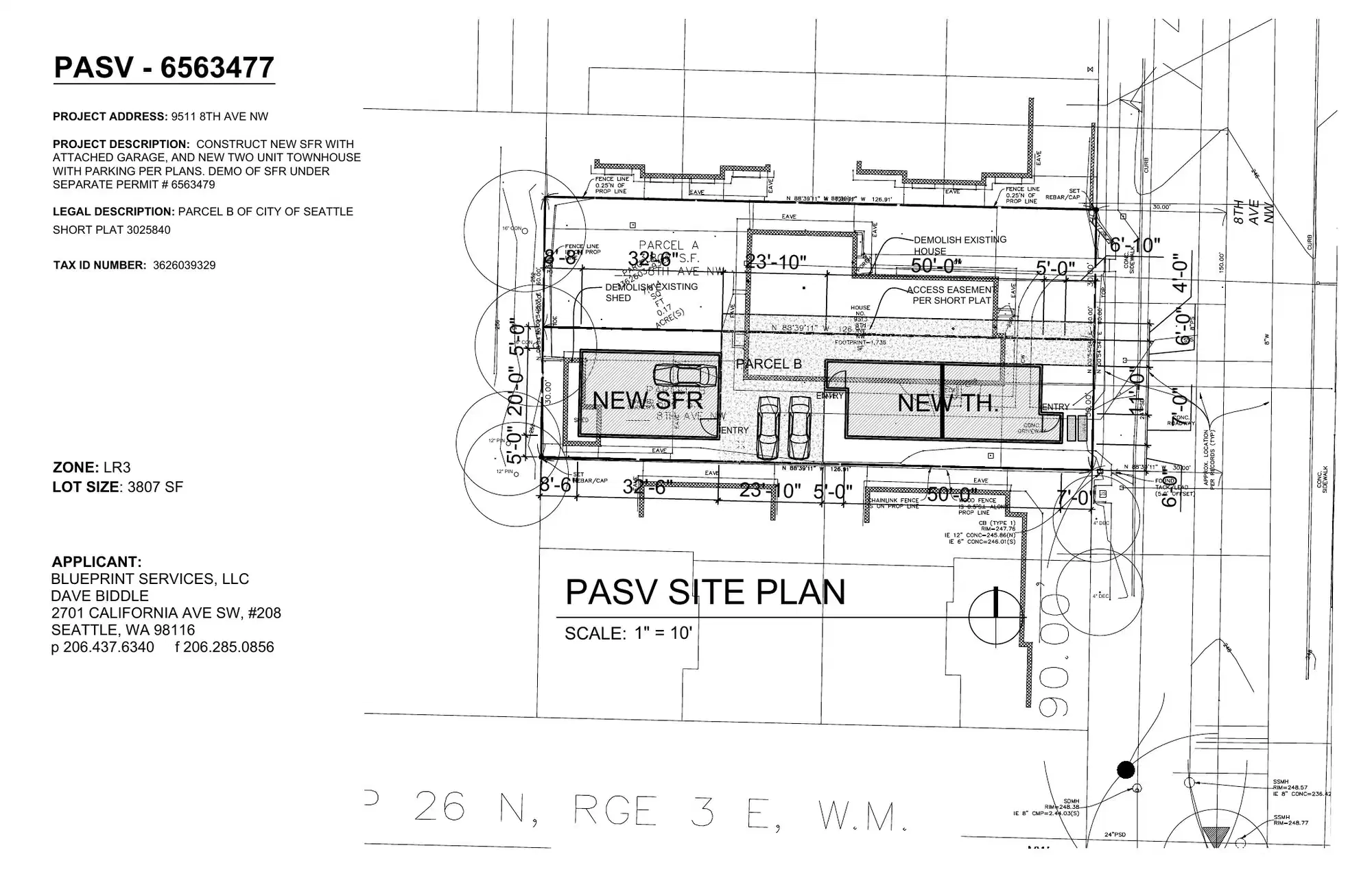 Site plan for 9511 8th Ave NW