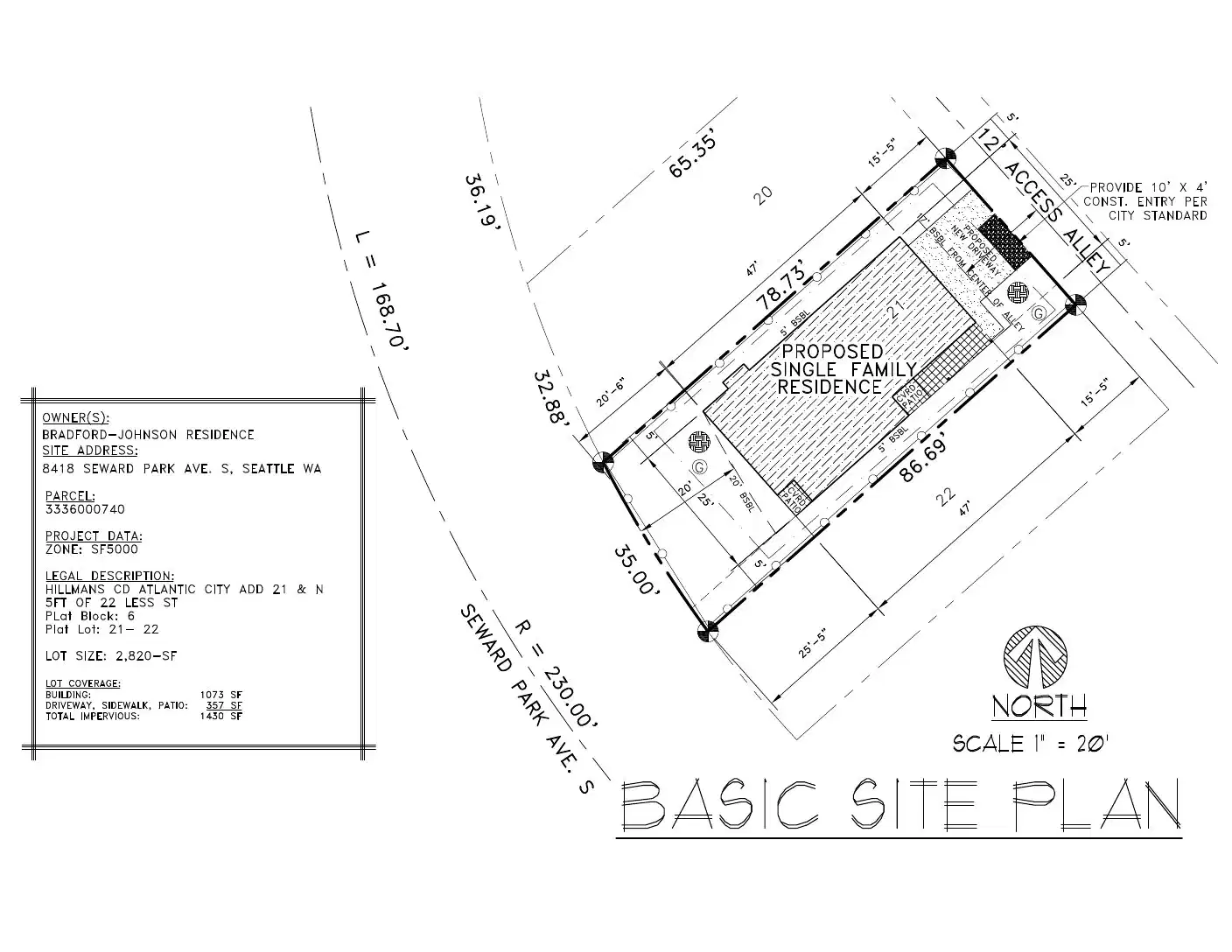 Site plan for 8418 Seward Park Ave S