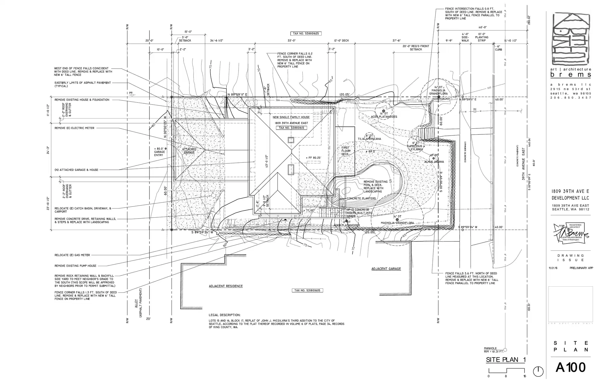 Site plan for 1809 39th Ave E