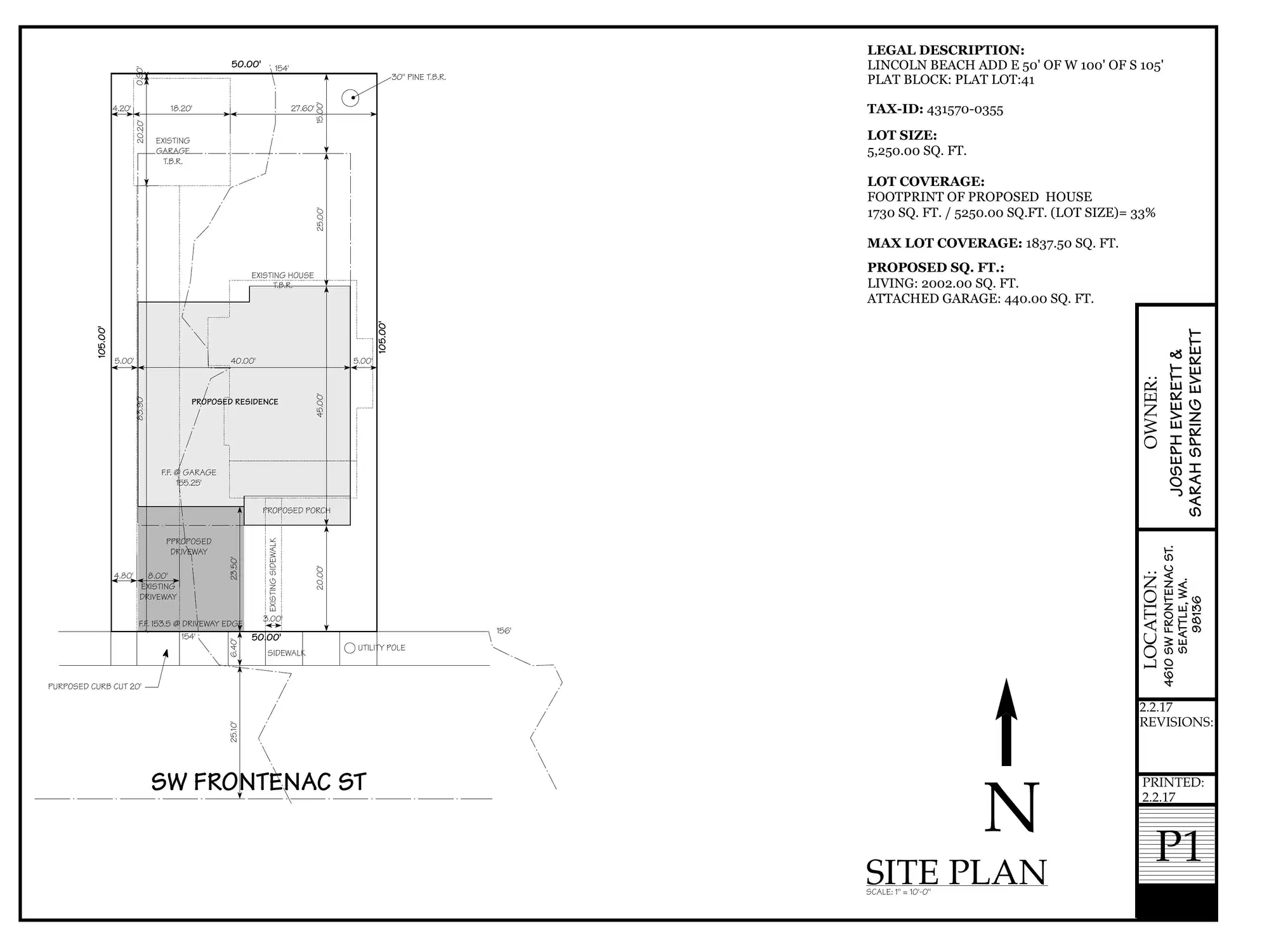 Site plan for 4610 SW Frontenac St