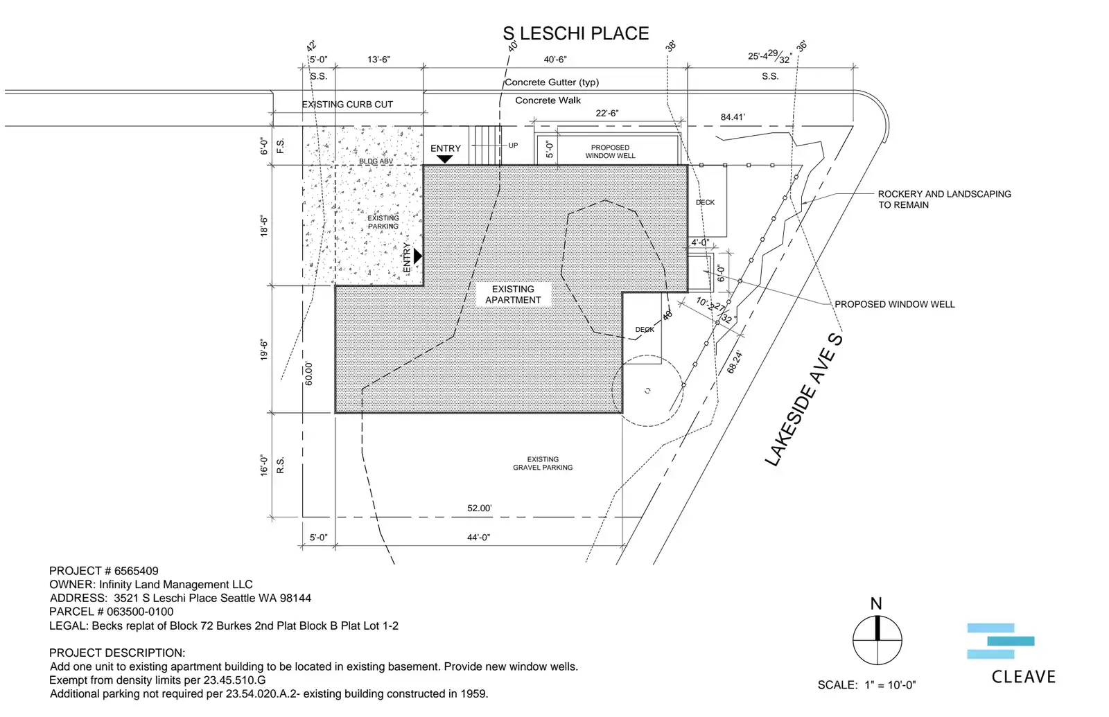 Site plan for 3521 S Leschi Pl