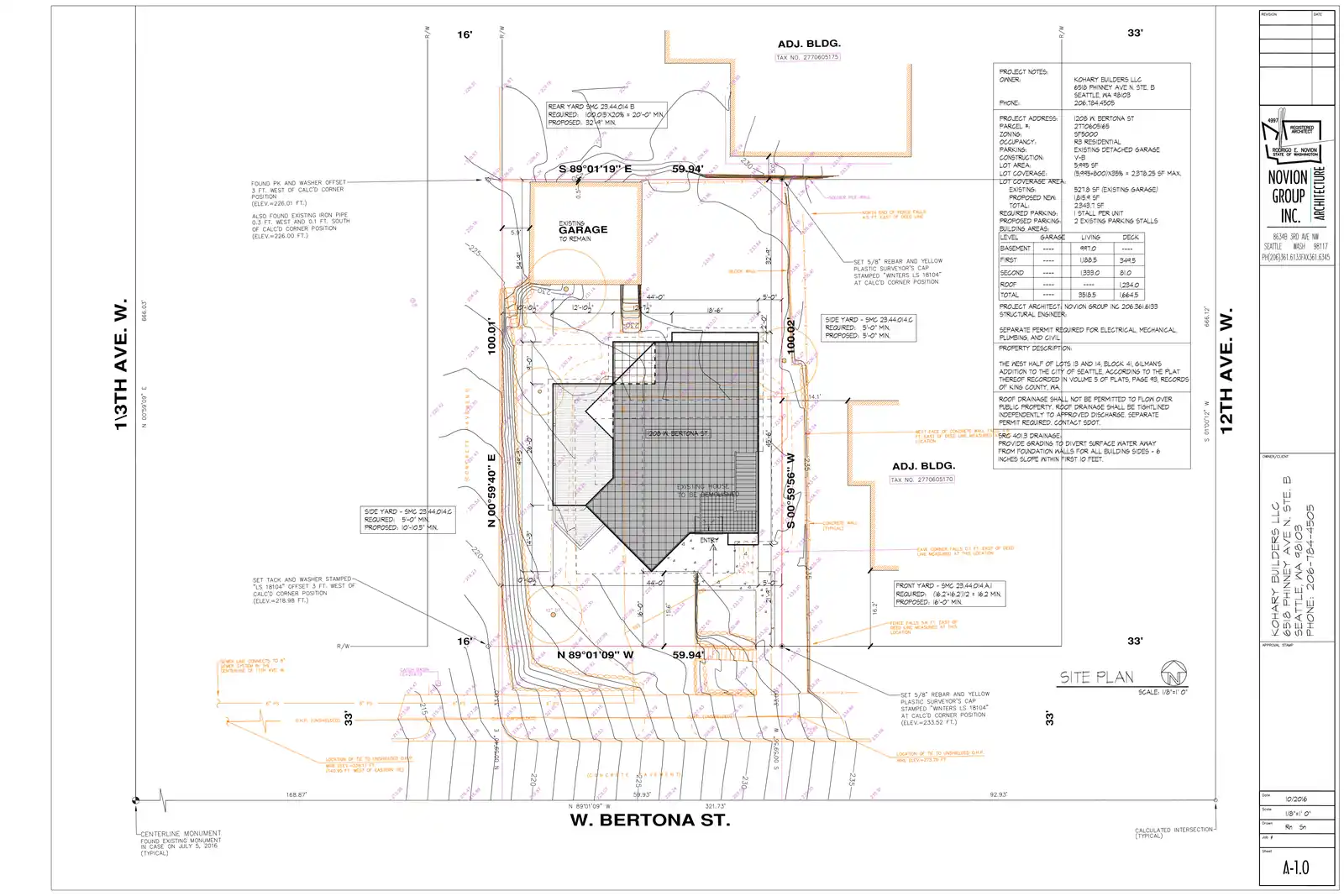 Site plan for 1208 W Bertona St
