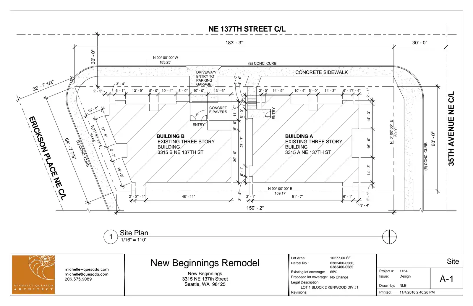 Site plan for 3315 B NE 137th St
