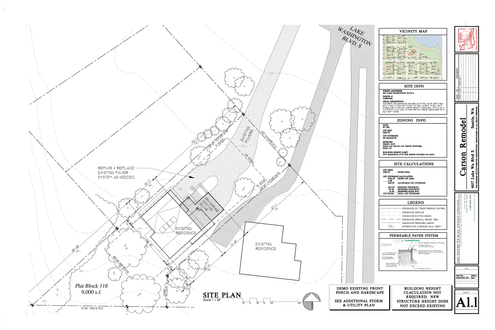 Site plan for 4617 Lake Washington Blvd S
