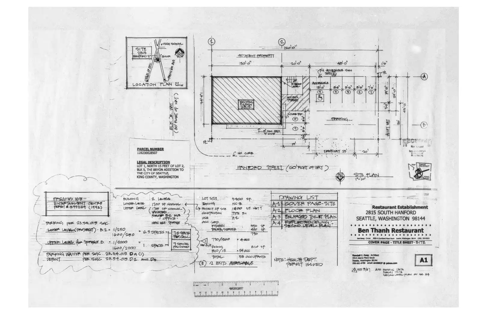 Site plan for 2815 S Hanford St