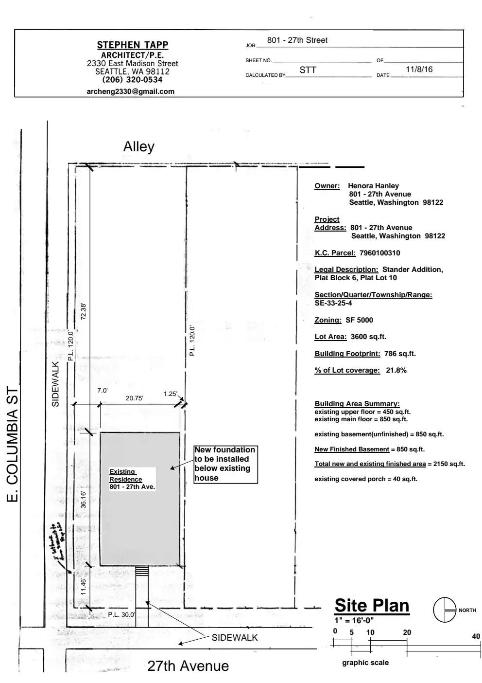 Site plan for 801 27th Ave