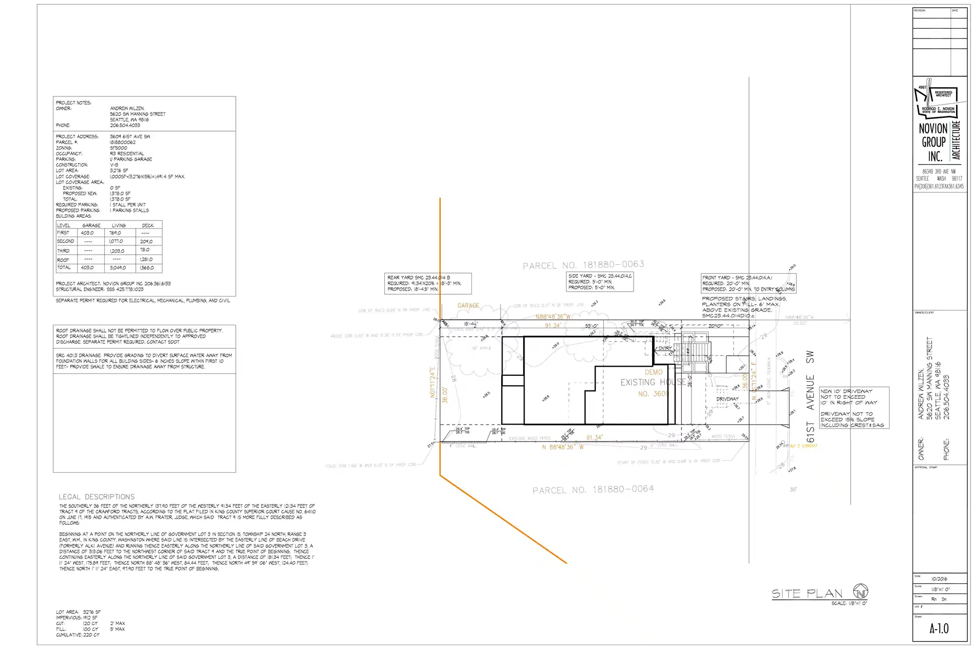 Site plan for 3609 61st Ave SW