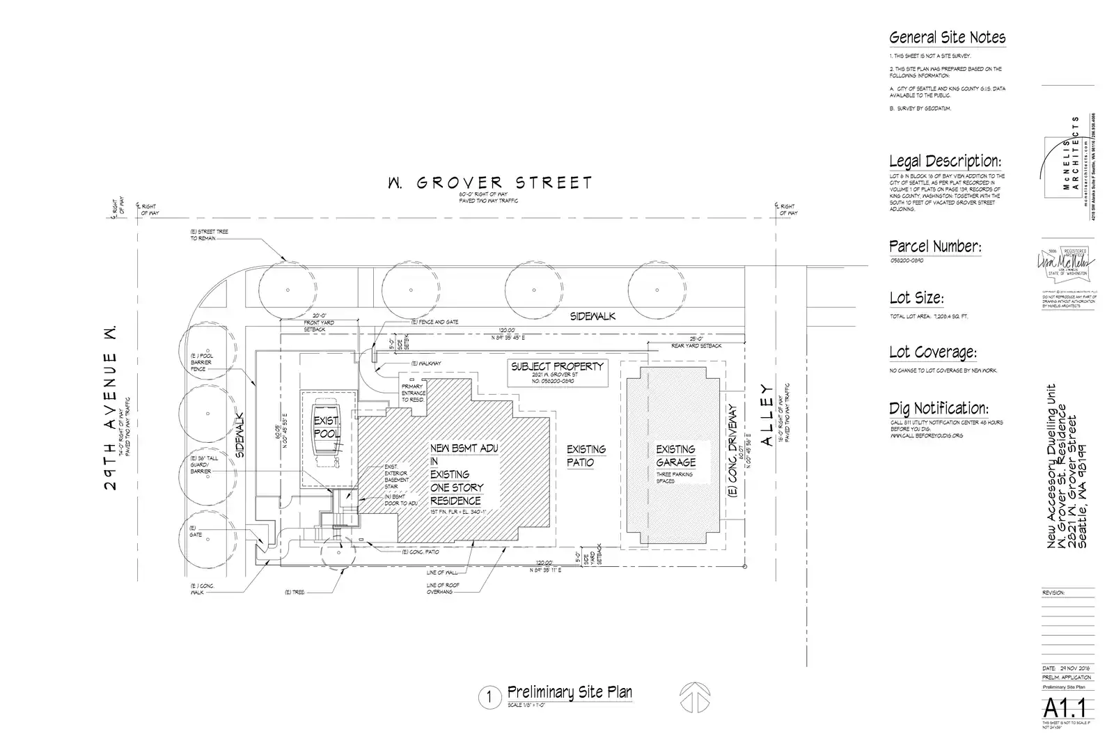 Site plan for 2821 W Grover St