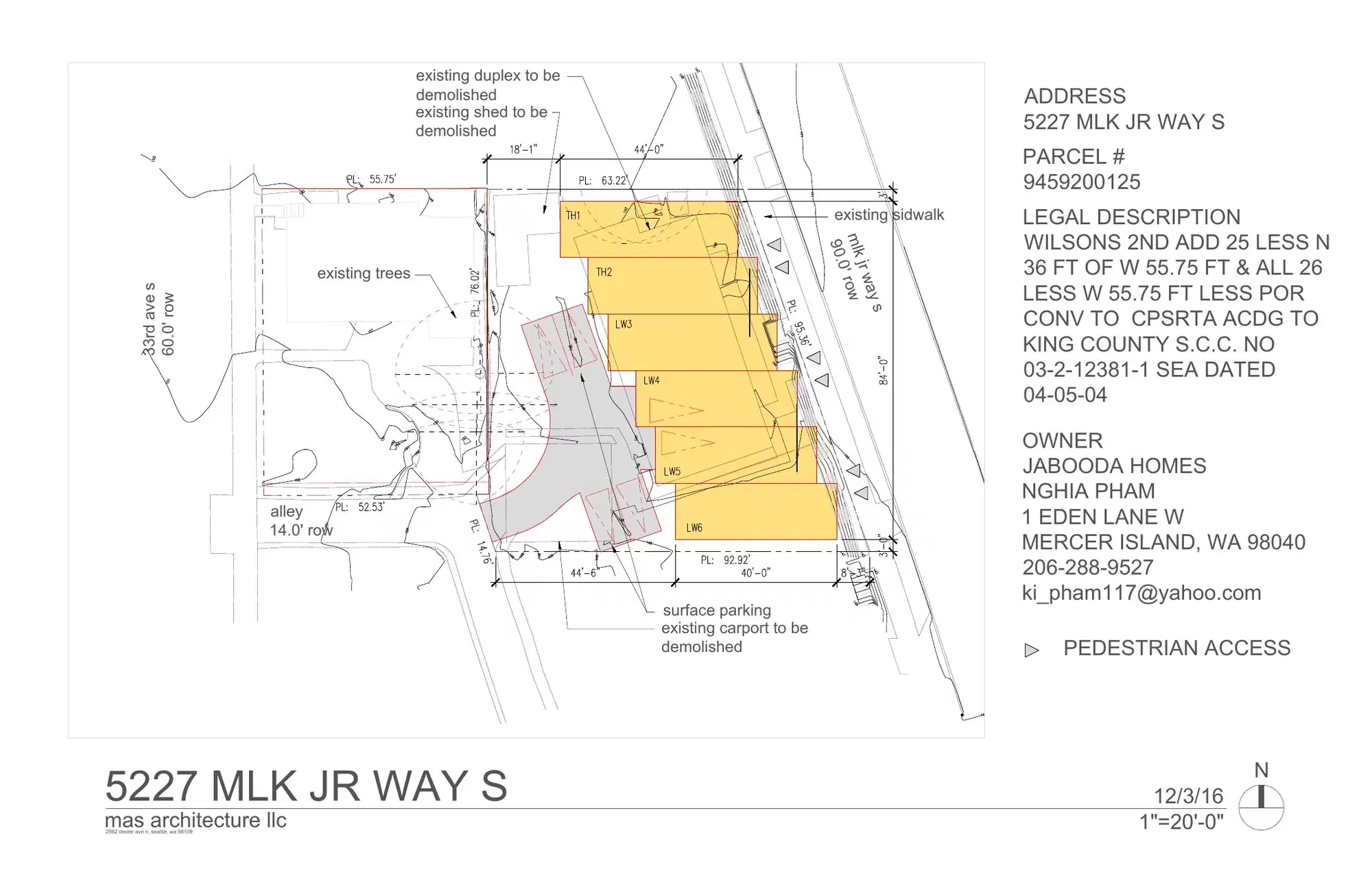 Site plan for 5229 M L King Jr Way S