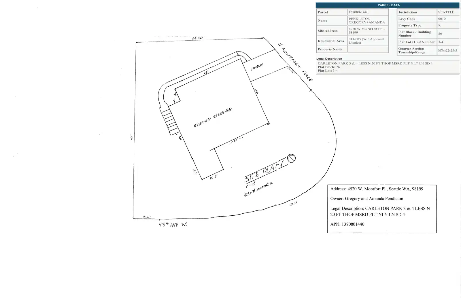 Site plan for 4250 W Montfort Pl