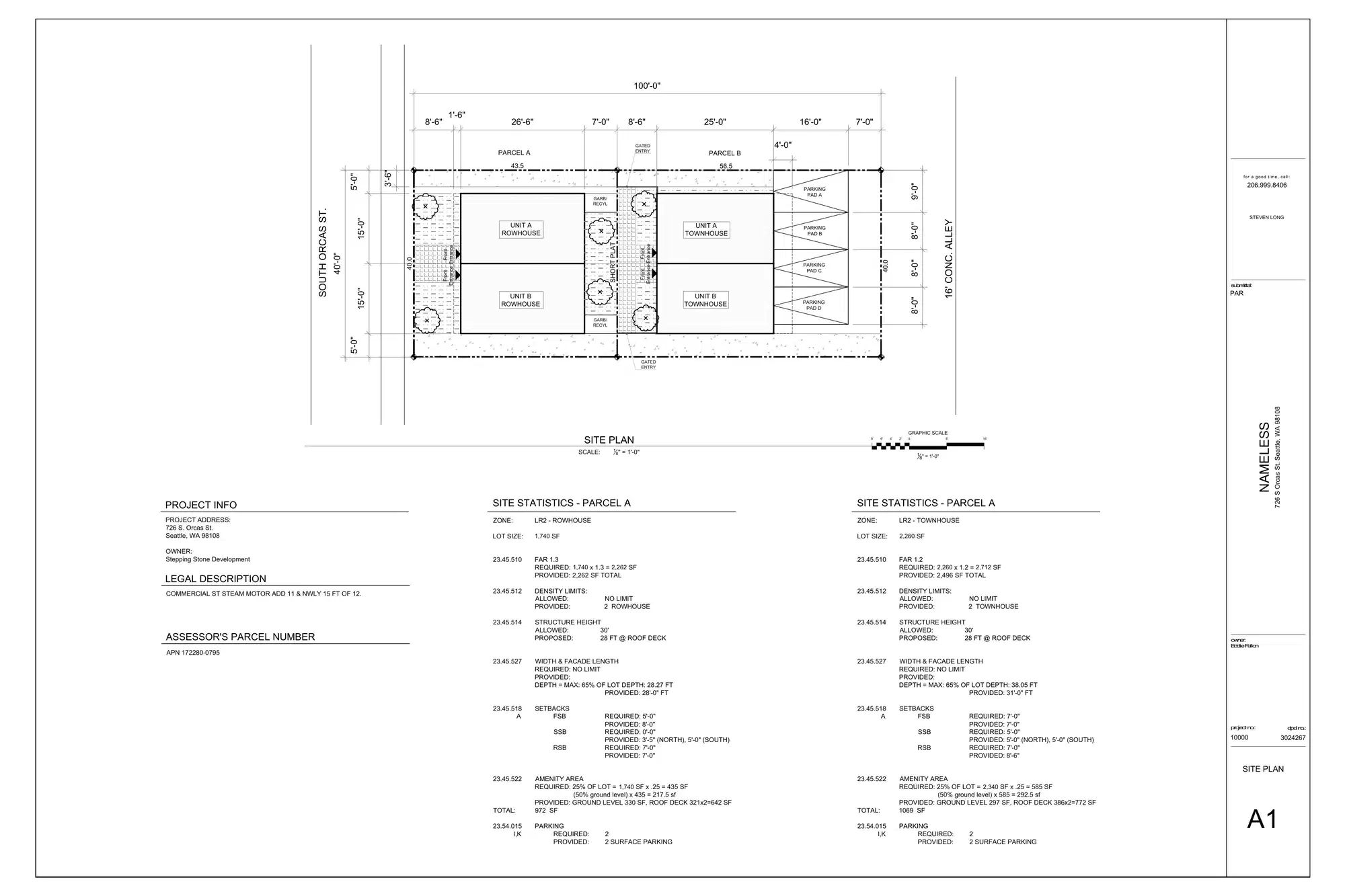 Site plan for 726 S Orcas St
