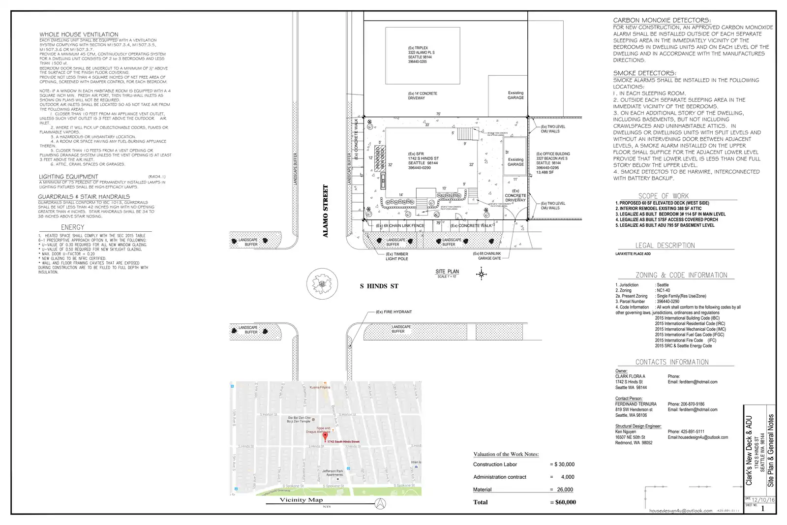 Site plan for 1742 S Hinds St