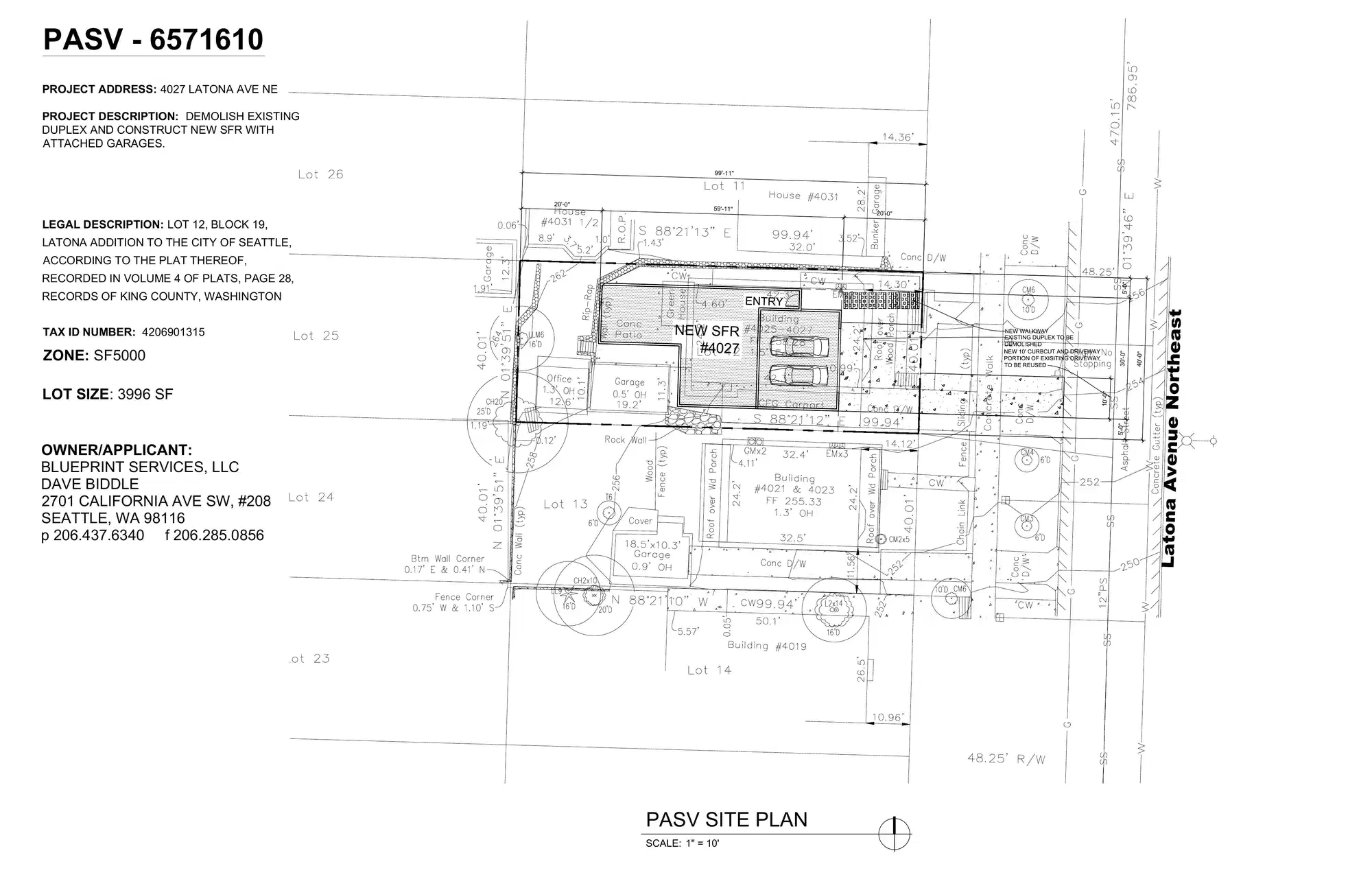 Site plan for 4027 Latona Ave NE