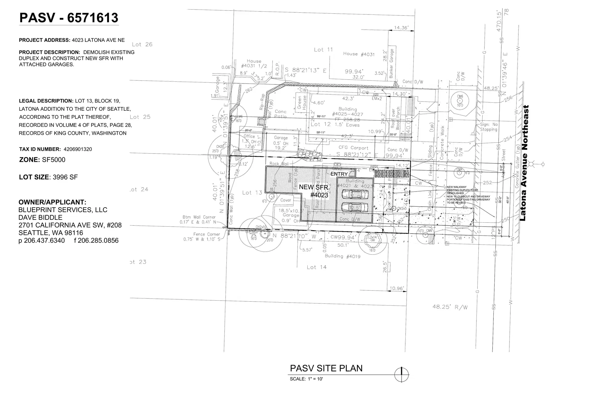 Site plan for 4023 Latona Ave NE