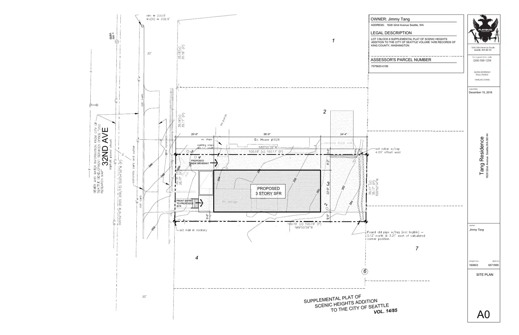Site plan for 1624 32nd Ave