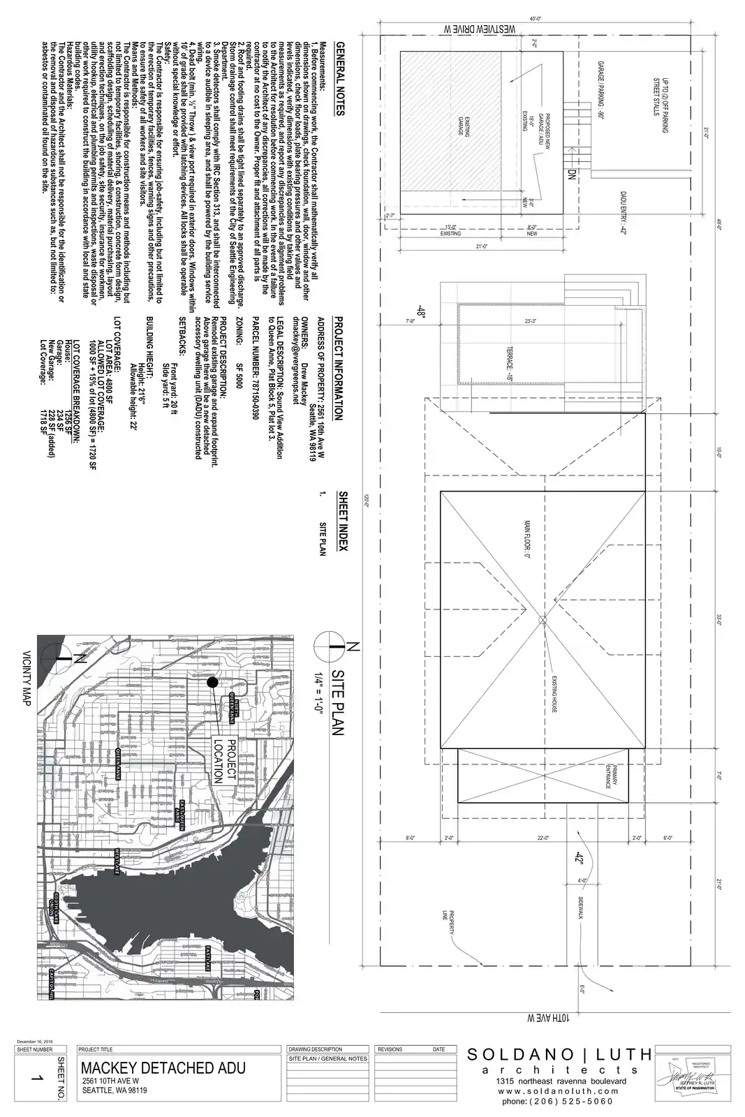 Site plan for 2561 10th Ave W