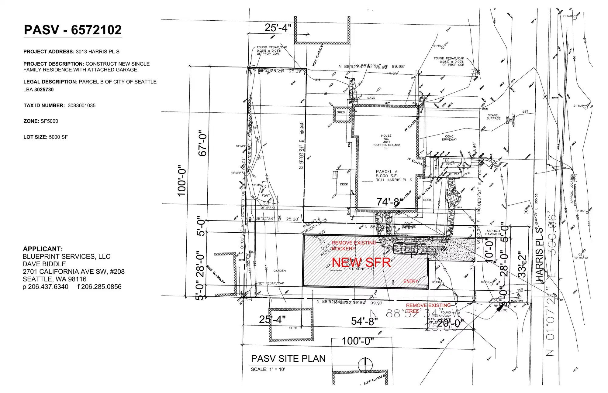 Site plan for 3013 Harris Pl S