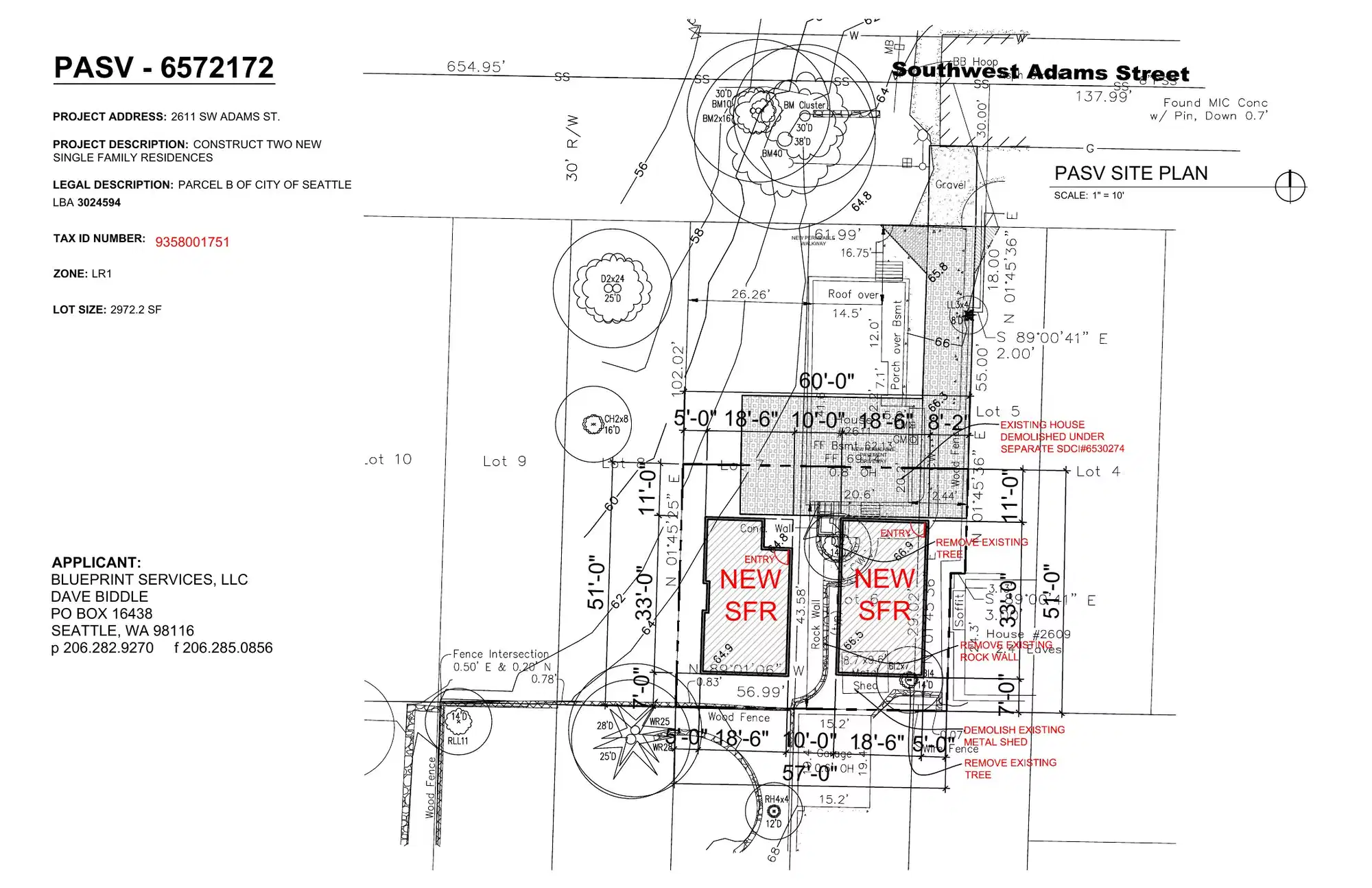 Site plan for 2611 SW Adams St