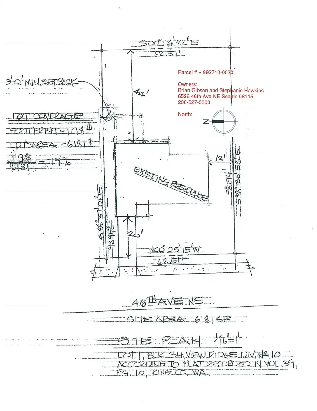 Site plan for 6526 46th Ave NE