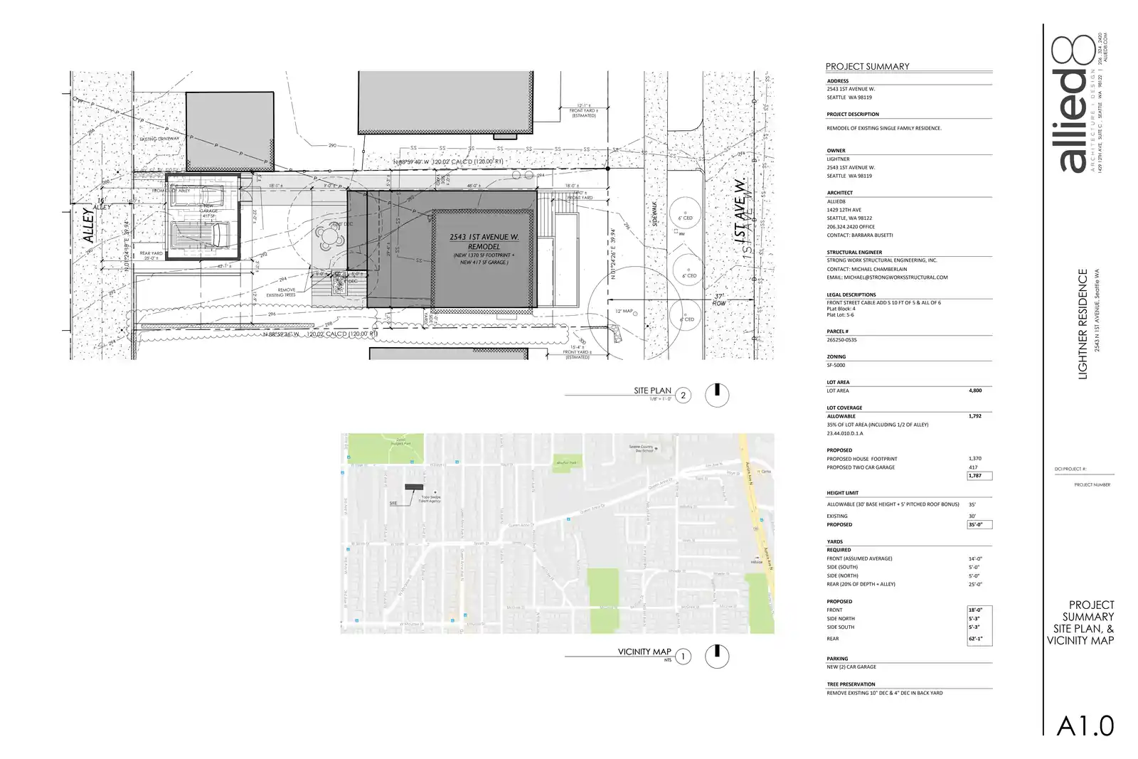 Site plan for 2543 1st Ave W
