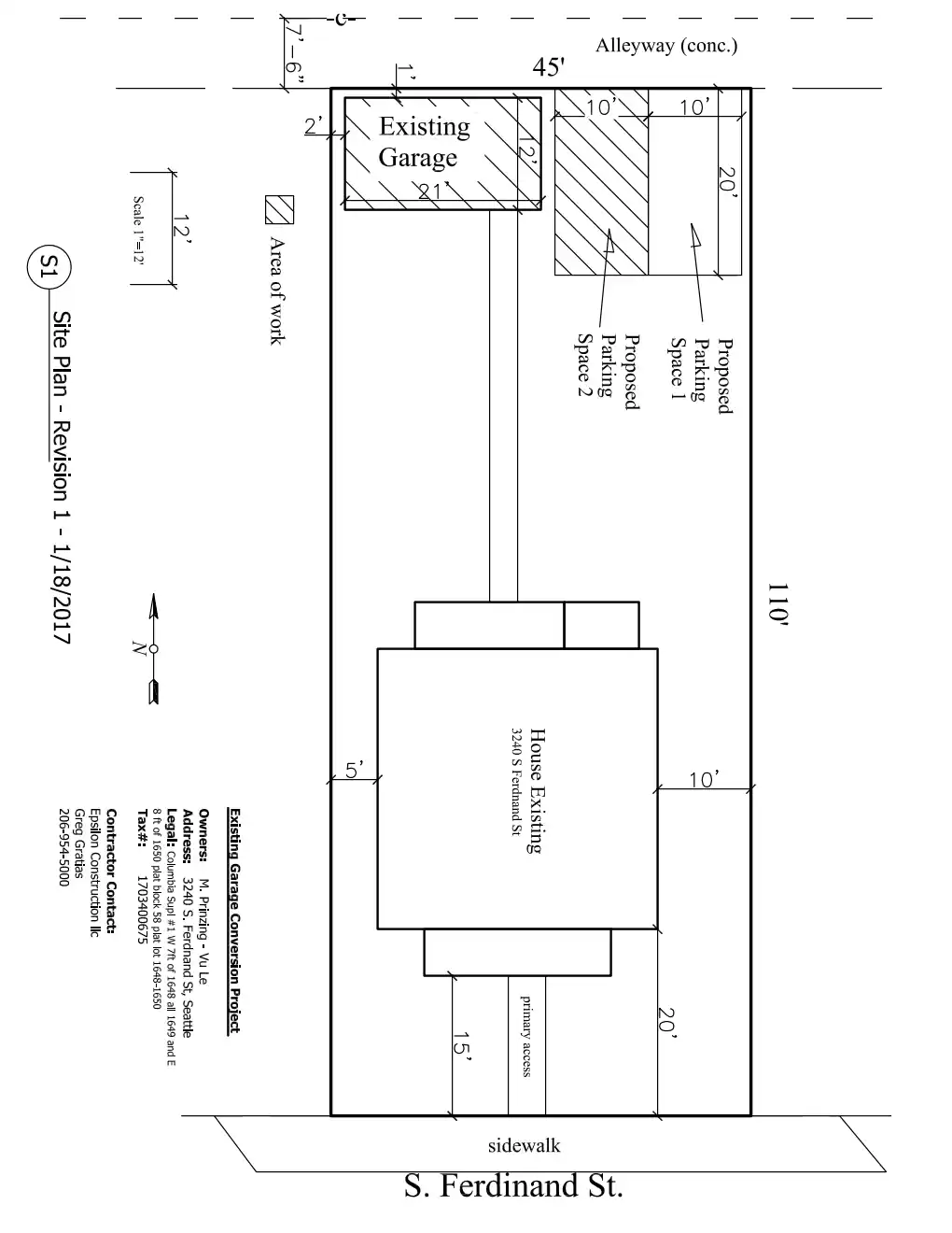 Site plan for 3240 S Ferdinand St